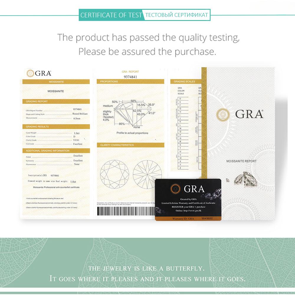 D цвет 0,5/1 карат 6,5 мм VVS1 серьги-гвоздики с муассанитом для женщин стерлингового серебра 925 пробы с GRA свадебные ювелирные украшения