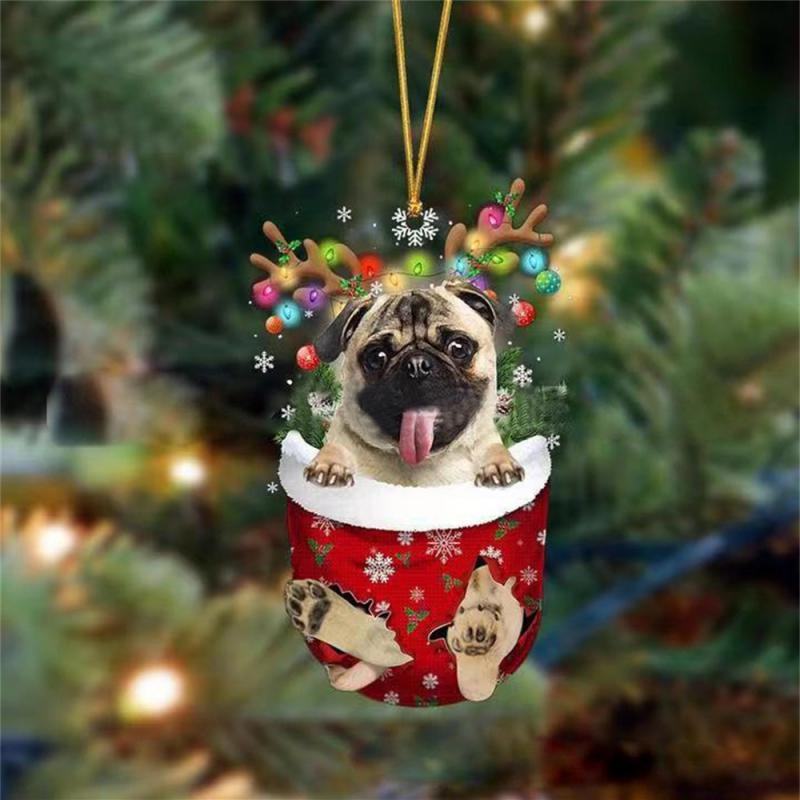 Acrylic Dog Christmas Tree Pendant Good-Looking Handmade Dog Christmas Ornament Hanging Cartoon Christmas Decoration Office