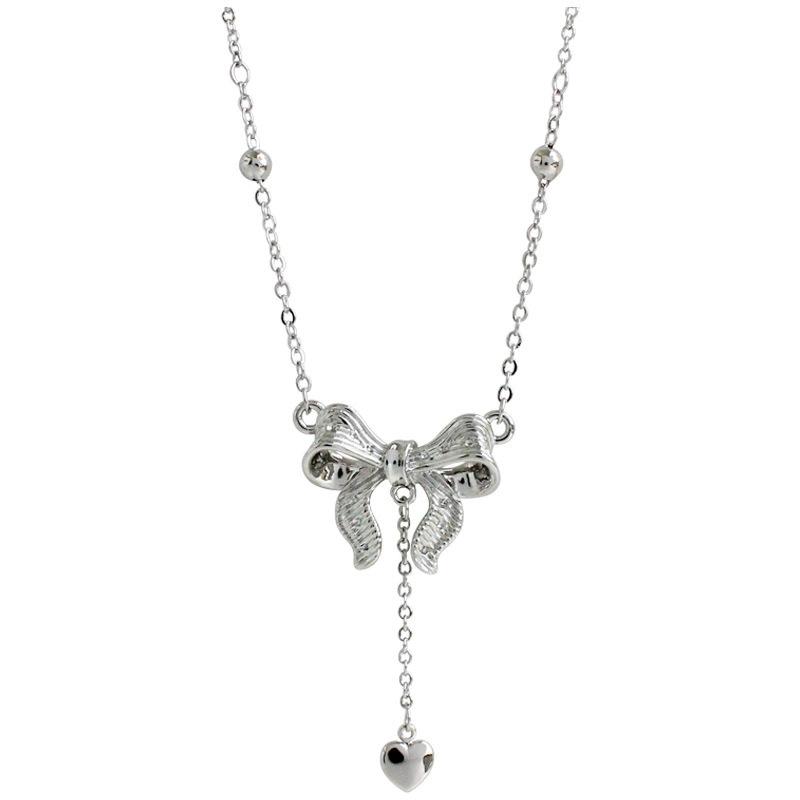 Нишевый дизайн, милый темперамент, бусины-банты, ожерелье, модная универсальная цепочка на шею из нишевой ткани