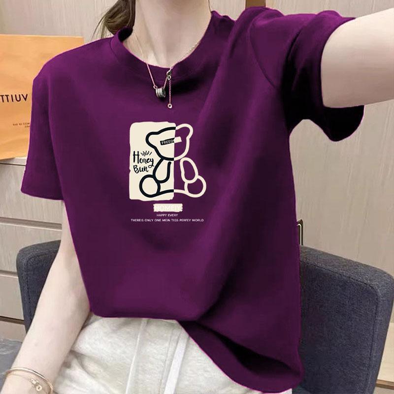 2025 Summer Women's Pure Cotton Short Sleeve T-shirt - Fashionable, Versatile, Age-Reducing Round Neck Top