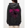 Fashion Womans Washed Hoodie Scream Spiders Cobwebs Printing Tops Warm Cotton Oversize Pullover Couple Clothes