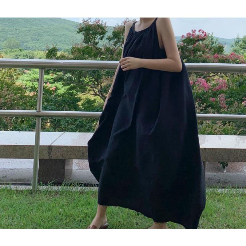 Простое платье Летнее платье-комбинация без рукавов Длинное праздничное платье