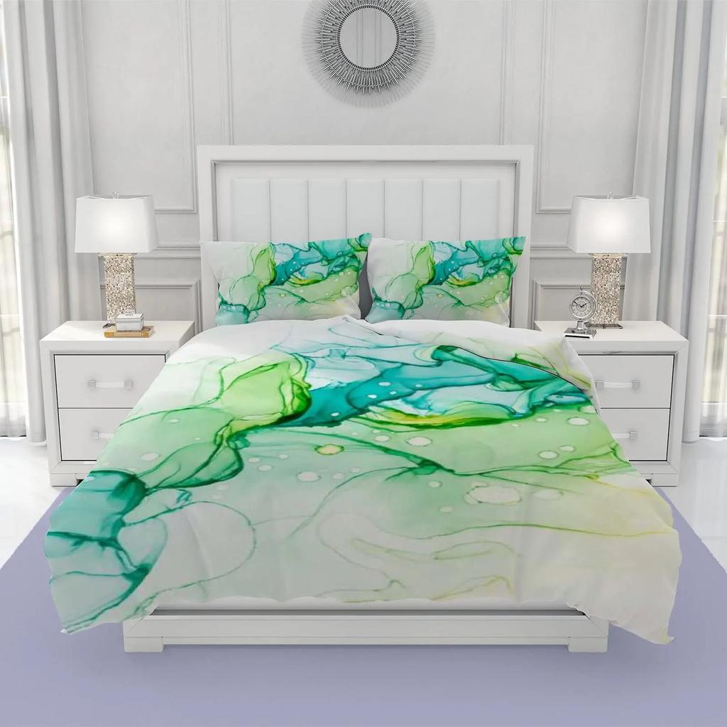 Marble Duvet Cover Set Marble Bedding Set Blue Gold Abstract Texture Kid Bedclothes Double Queen King Size Polyester Quilt Cover