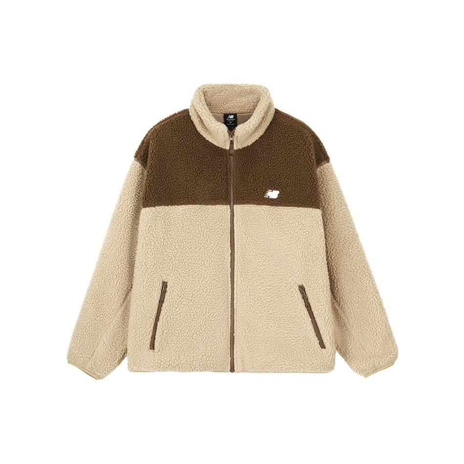 New Balance Velvet Jackets Women's Khaki Stand Collar Thickened And Fleece Lined Unisex AWJ33334-INC