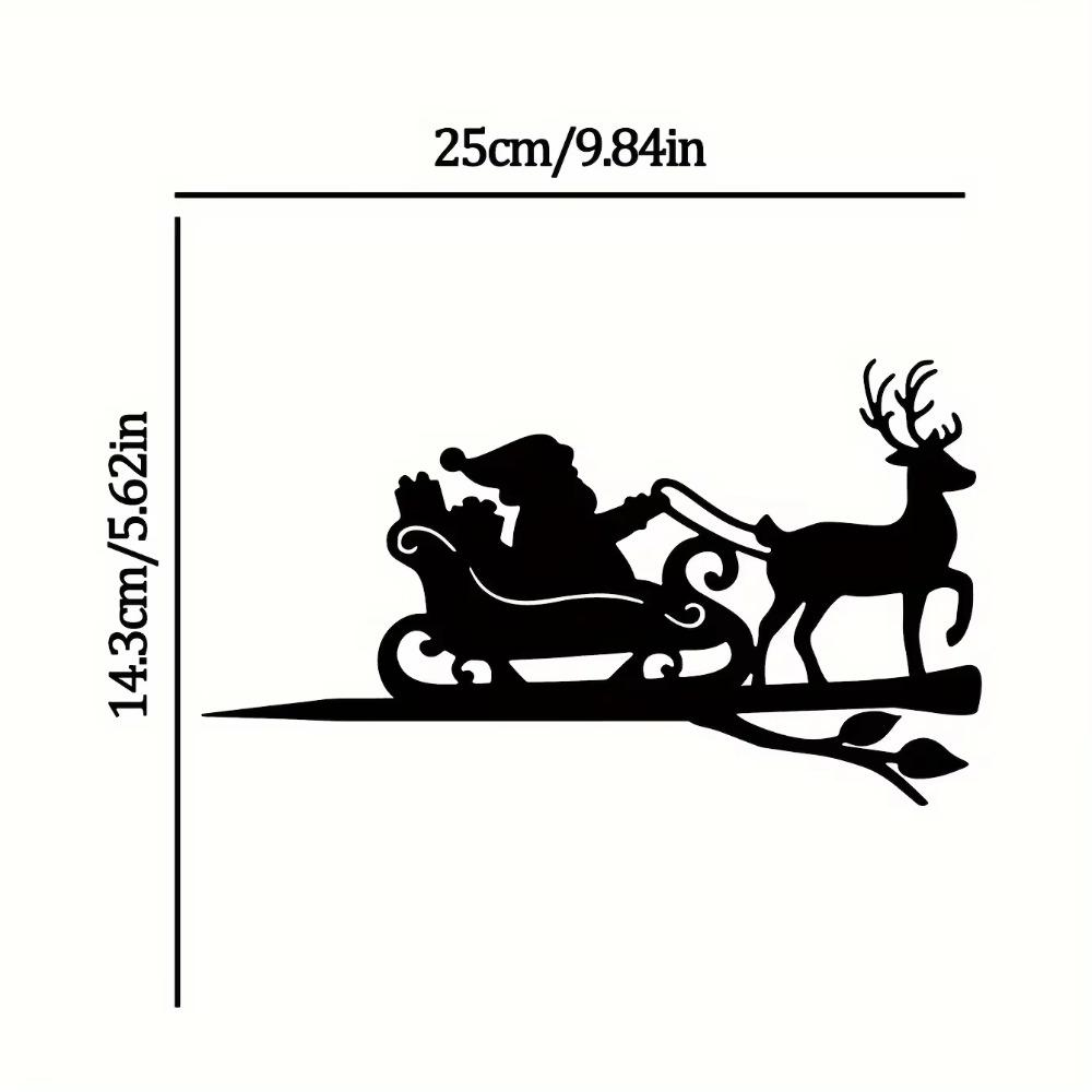 1 шт. Металлическая настенная скульптура в виде оленя и Санта-Клауса - стальной силуэт на ветке, идеально подходит для украшения дома, сада и улицы