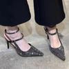 Fashion Bling Women Heeled Sandals Stilettos Slingback 2025 Fashion Summer Sexy Dress Luxury Pumps Party Sandalias