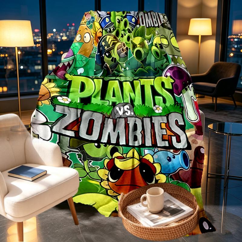 Plants vs. Zombies Print Blanket - Soft & Comfortable, for Bedroom, Travel, Sofa, Home Decoration - Birthday Christmas Gift for Friend
