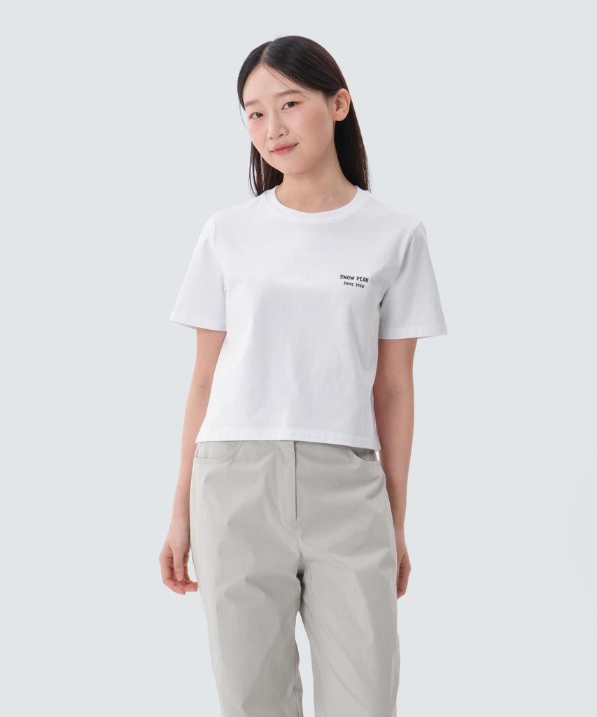 SNOWPEAK APPAREL Хлопковая женская укороченная футболка с коротким рукавом (S25Mwfts65) белый