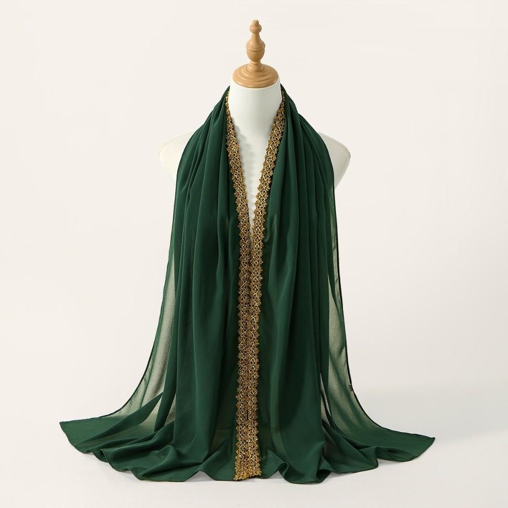 Золотая волна Скромный закрывающий шарф Шифоновый материал Шаль-накидка Новый Хиджаб на Ид аль-Фитр Арабский стиль