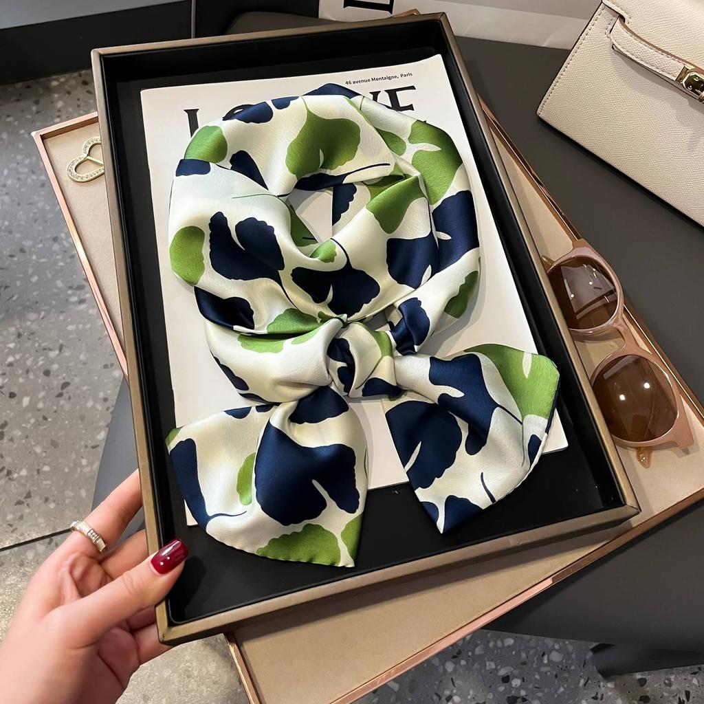 Simulation silk long silk scarf spring and autumn new fashion silk scarf light luxury temperament versatile small scarf casual style scarf women