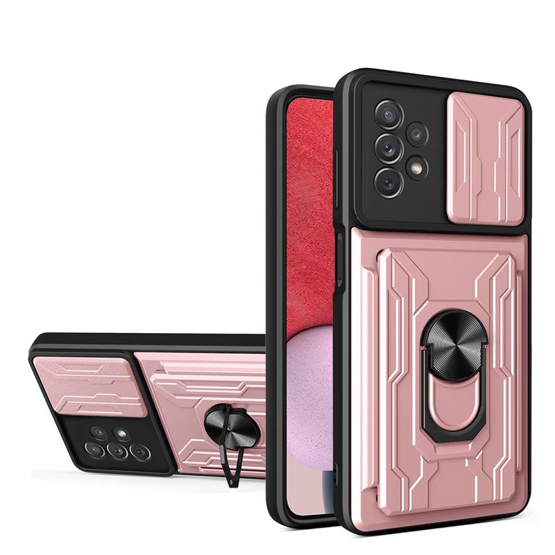 Slide Camera Shockproof Armor Case for Samsung Galaxy A53 A73 A33 A13 A12 S21 S22 Redmi Note 11 10C iPhone 13 12 11 Pro Max Card Holder Stand Cover