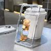 Cute Peeking Teddy Bear Clear Pattern Design Protective Cover for iPhone 17 16 15 14 13 12 11 16E Series Pro Max Plus