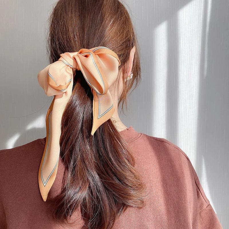 Spring/Summer Solid Color Outing Leisure Imitation Silk Ribbon For Women Shirt Paired With Scarf Classic Versatile Neckerchief