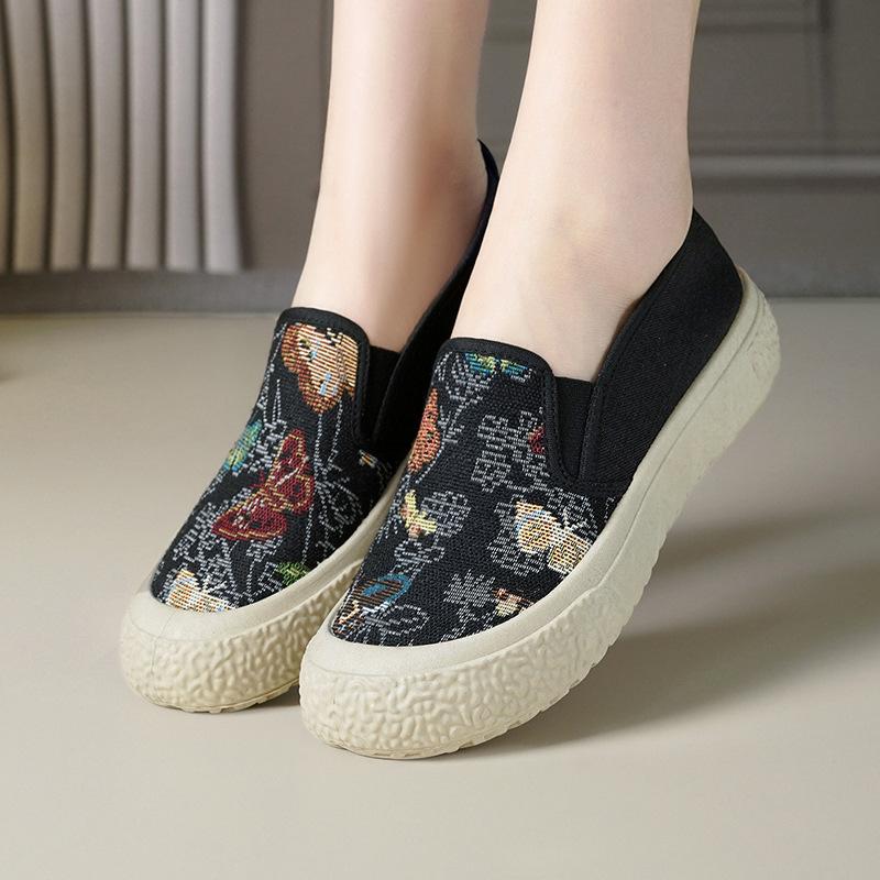 Embroidered Cloth Shoes Children's Spring New One-pedal Casual Sports Shoes Cloth Shoes Women