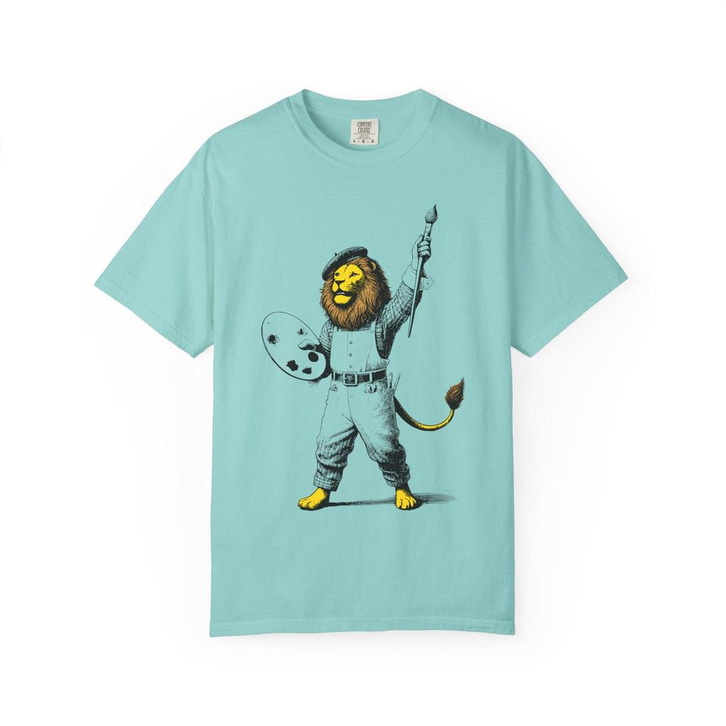 Artistic Lion Color Pop T-Shirt: Vintage Engraving Style