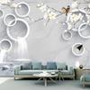 3d Marble Wallpaper Waterfalls Circle Flowers Birds Wall Mural Living Room Tv Sofa Bedroom Fresco