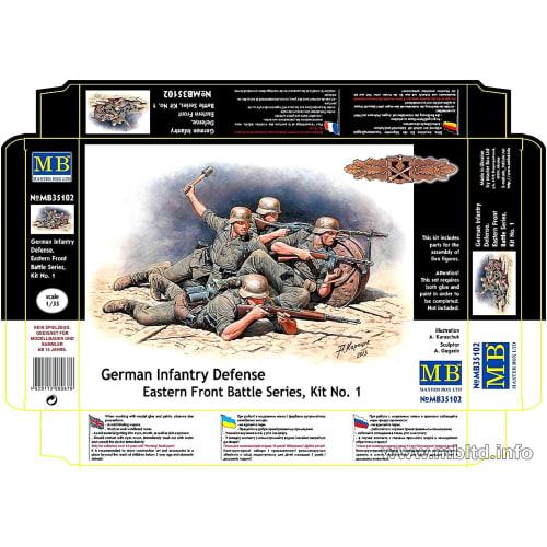 Master Box 1/35 Scale German Infantry Battle Scene (5 Figures) Eastern Front Series No. 1 Plastic Model Kit MB35102