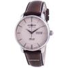 Atlantic Beige Dial Leather Strap Automatic 8466-5 84665 Men's Watch