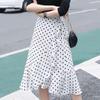Summer Fashion Wrap Skirt Women Casual Chiffon One-Piece Lace-Up High Waist Irregular Ruffle Loose Polka Dot Skirts