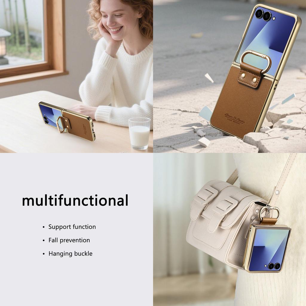 Портативный модный держатель для колец Чехол из ПУ кожи для Samsung Galaxy Z Flip7 5G Flip 7 FE Flip5 Flip6 Flip4 Flip 6 5 4 Чехол Funda