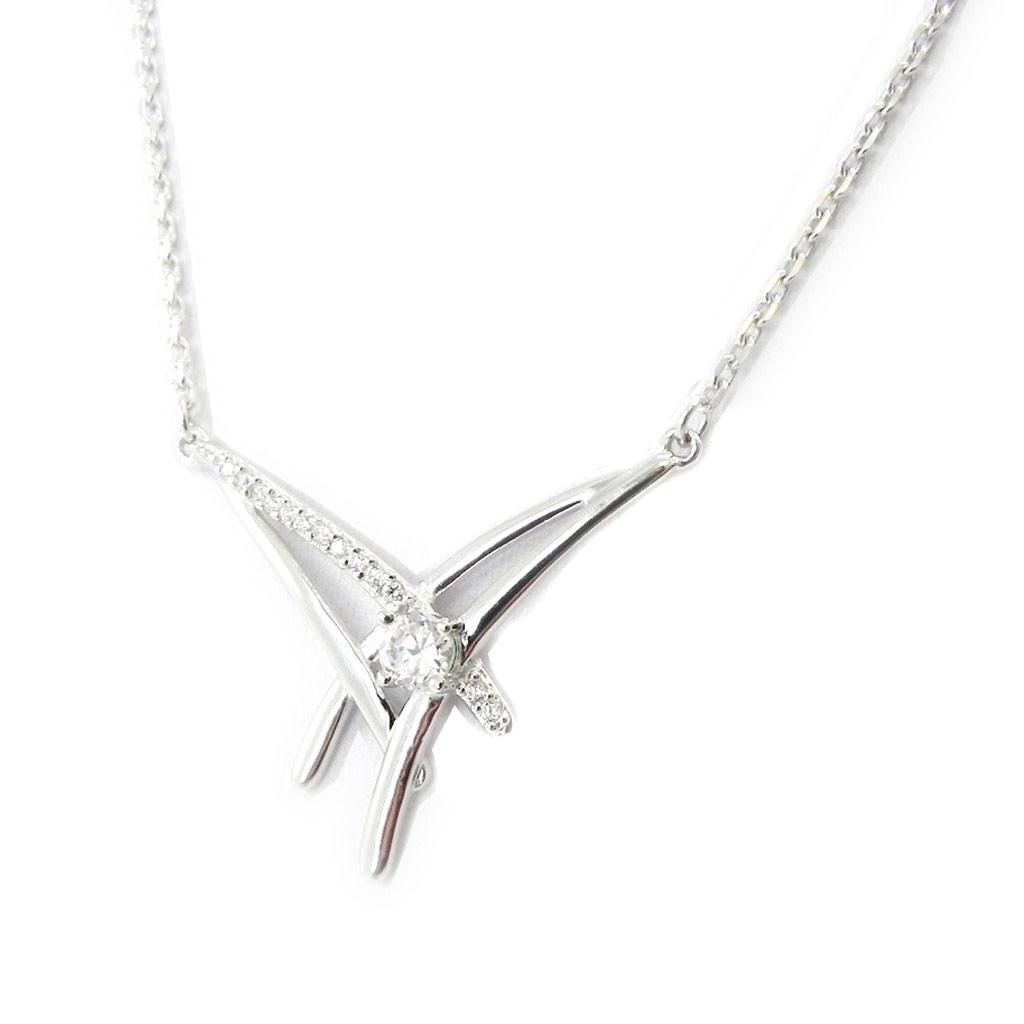 Les Trésors De Lily [I1151] - Серебряное колье "Скарлетт" серебристо-белое (родиевое покрытие) - 30х20 мм