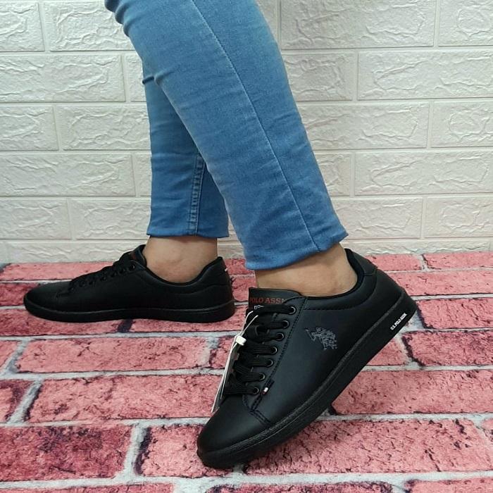 Женские мужские кроссовки U.S.Polo Franco Black Flat Sole Sneaker