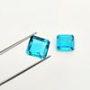 2 Pcs Set, 11 To 13 MM Size, 11.35 Carat, Eye Clean Blue Topaz Shade Glass Stone, Glass Rhinestones, Faceted Square Rectangle Glass Stone.
