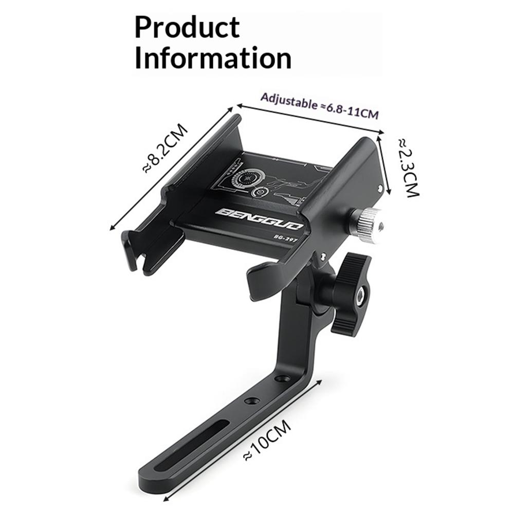 BENGGUO BG-2973 Road Bike Phone Holder Adjustable Aluminum Alloy Handlebar Mount, Black