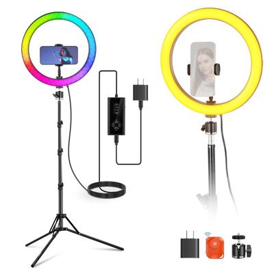 NEEWER RGB светодиодная кольцевая лампа 24 Вт, включает штатив 180 см и держатель для смартфона, полностью регулируемая, 18 световых эффектов для прямых трансляций и видеосъемки