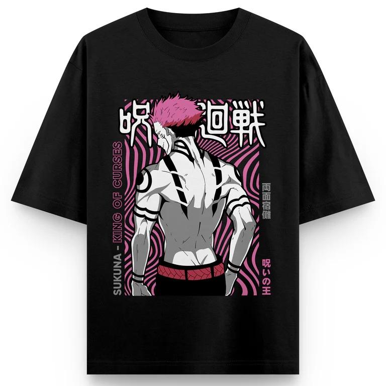 Аниме Jujutsu Kaisen Рёмен Сукуна Печать Хлопковая Футболка Мужская и Женская Мода Харадзюку Свободная Летняя Аниме Периферийная Одежда