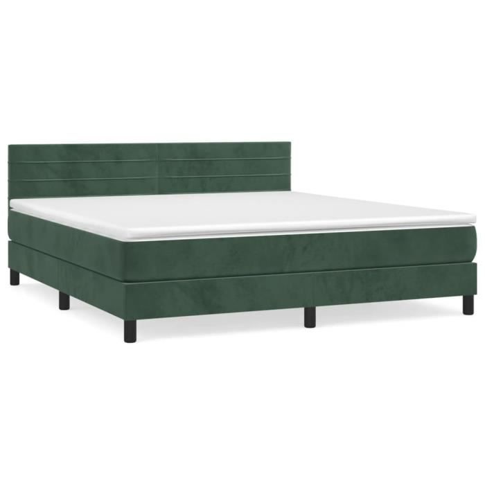 3141374 vidaXL Divan Bed and Mattress Dark Green 160x200cm Velvet