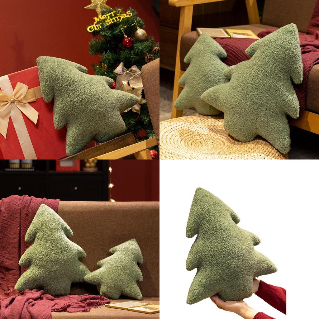 Festive Christmas Tree Plush Pillow With Padded Pp Cotton Filling For Sofa Decor