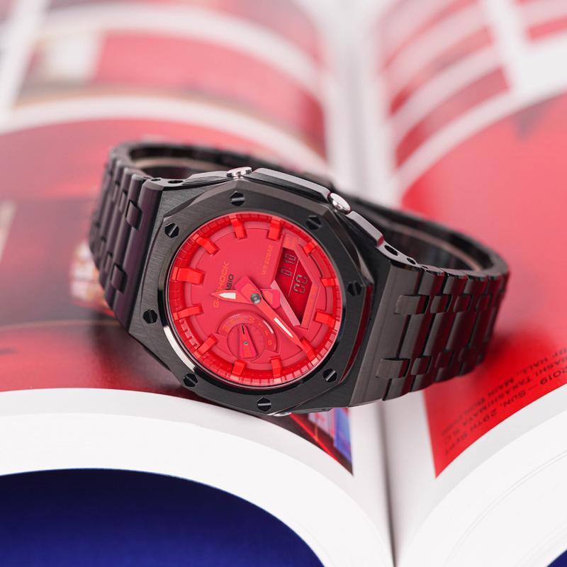 Casio Унисекс Жидкокристаллические, Аналоговые Двойной Дисплей Серия 44 мм Красные Часы GA-2100-4A(Часы1--)