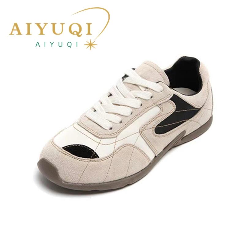 Women's Dexun Shoes Flat Sneakers Shoes Women Real Leather Color Matching Large Size Female Shoes