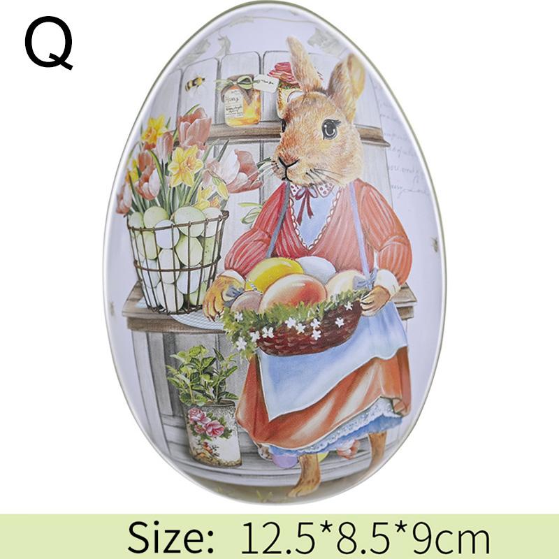 1 шт. Подарочная коробка из жести в форме яйца с изображением пасхального кролика, металлическая коробка для хранения, креативные принадлежности для вечеринок