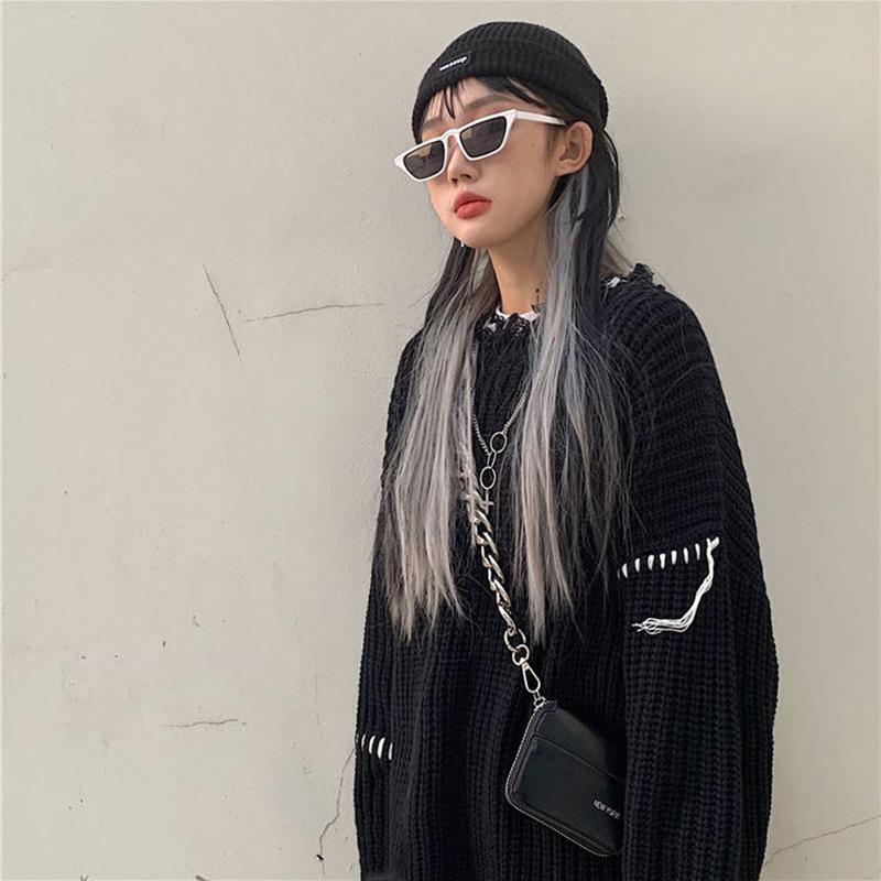 Autumn Winter Coat Mid-length Fashion All-match Sweater Loose Long-sleeved Knitted Outer Sweater Women