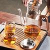Glass Teapot with Filter Wooden Handle One Click Magnetic Switch Tea Separation Filtration Suitable for Family Gifts Offices