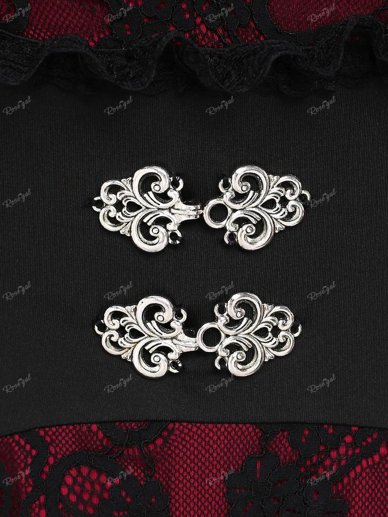 Rosegal Plus Size Lace Panel Buckle Crisscross T-shirt