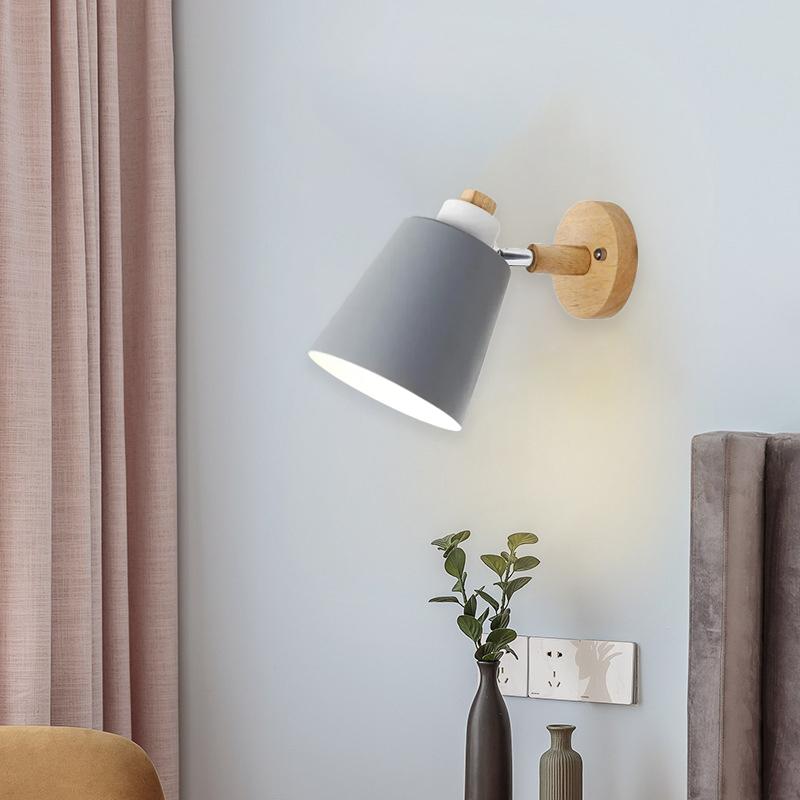 Modern LED Wall Lamp Macaron E27 Blub With Plug For Study Bedroom Bedside Hallway Living Room Home Decoration Lighting Fixtures