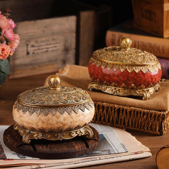 Винтажная шкатулка для украшений с крышкой, большой емкости, пылезащитная, элегантный декоративный органайзер, овальная шкатулка для безделушек