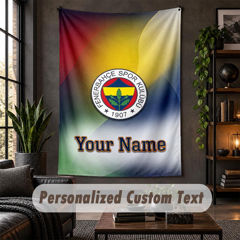 Wall Tapestry Fenerbahçe FC Print Custom Name Text Wall Hanging Home Decor