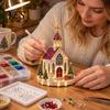 Decorative Table Ornament Christmas Faux Gem Art Kit, Make Light-up Shiny Church Xmas Village House, Relaxation for Adults DIY Rhinestone Pearl Craft