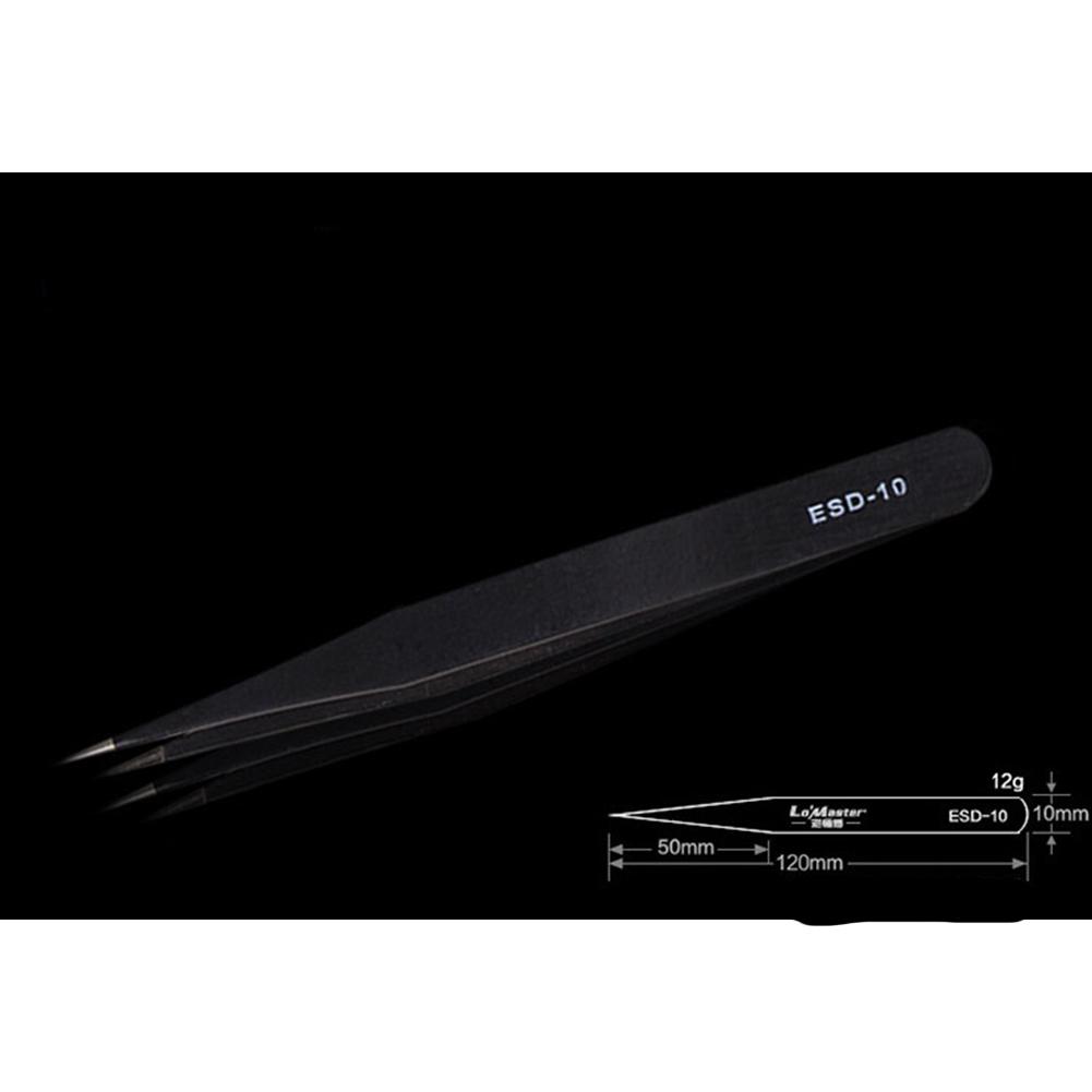 Safe Stainless Steel Anti-static ESD Tweezers Industrial Precision Pointed Elbow Curved Straight Tweezers