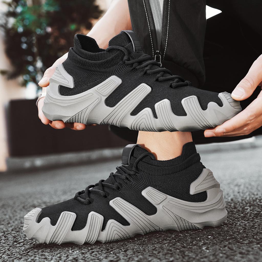 Men's Shoes New Casual Shoes Octopus Flying Woven Shoes Socks Shoes One Pedal Lazy Shoes Platform Fashion Sports Shoes