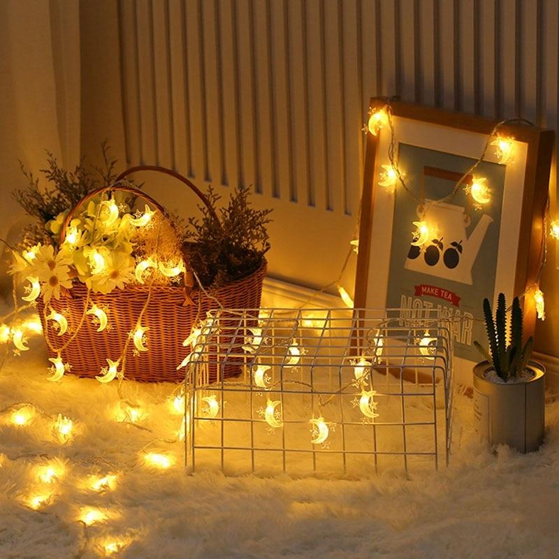 Светодиодная гирлянда со звездой и луной на батарейках 1,5 м, гирлянда с гирляндой на год, Рождество, свадьбу, украшение для дома, свет в помещении