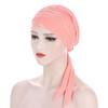 Hemp Long Tail Bow Turban Cap Women Multi-color Chemotherapy Cap