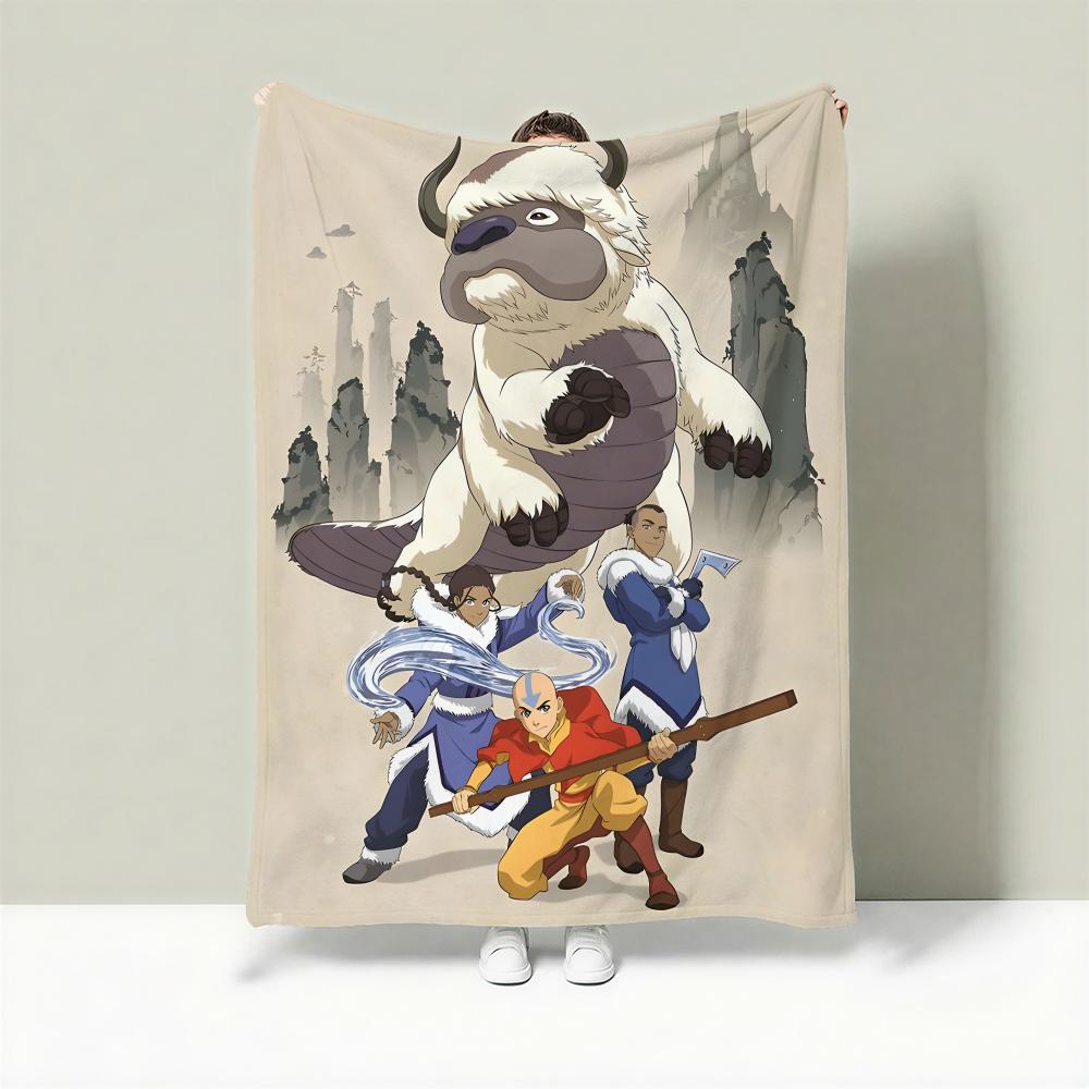Cartoon A-Avatar: The Last Airbender Throw Lightweight 240g Flannel Blanket Soft Skin-friendly for Summer Cooling