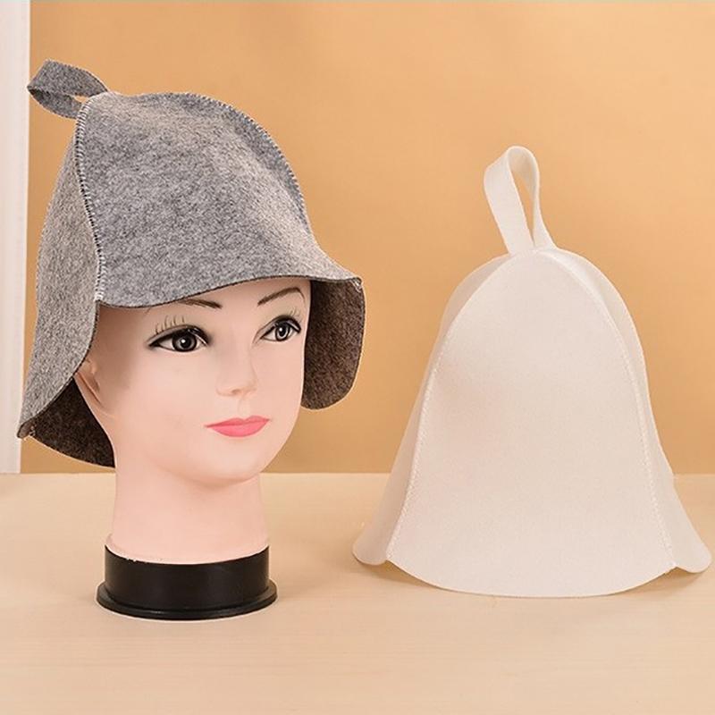 1Pcs Fashion Anti Heat Sauna Hat Thicken Wool Felt Shower Cap Quickly Towel Drying Towel Hats Sauna Bathroom Accessories