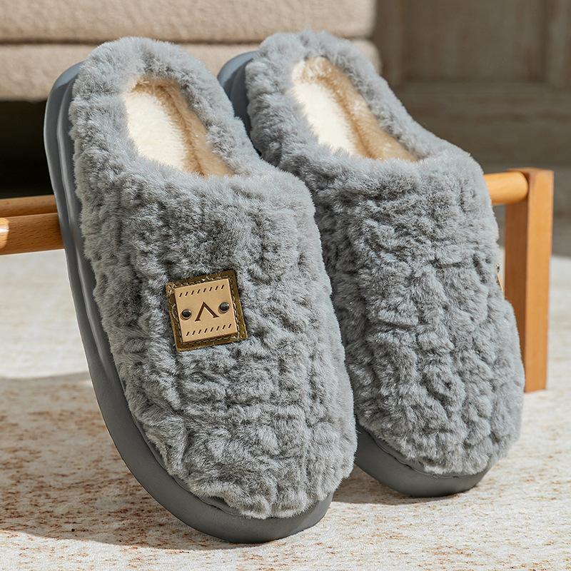 Household Warm and Fleece Home Slippers Thick-soled Plush Winter Cotton Slippers Cotton Shoes Women Wear Non-slip Winter