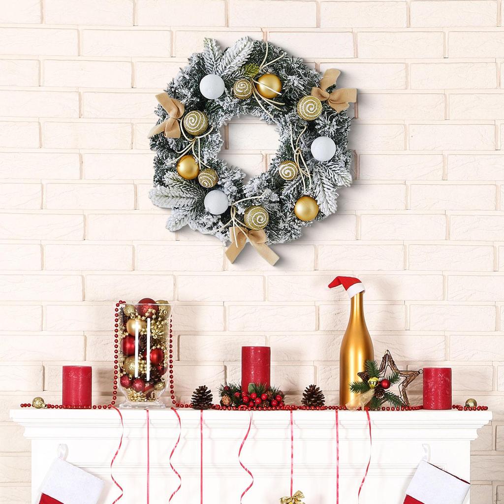 Christmas Wreath Decor with Bowknot Decorative for Front Door Hanging Decoration